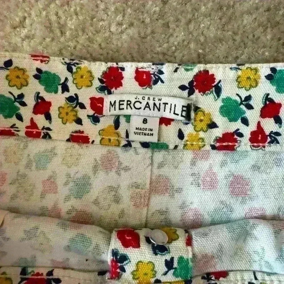 J Crew Mercantile Cotton Denim Style Floral A line Skirt Button Front Skirt 8 - Picture 9 of 10